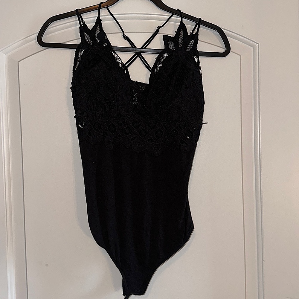 Black lace top bodysuit